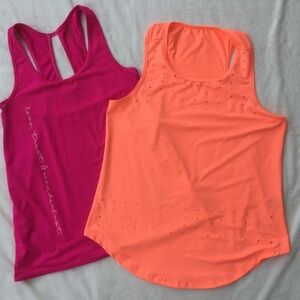 Stein and Gaiam Racerback  Tank Tops, lot of 2, size medium, hot pink and peach
